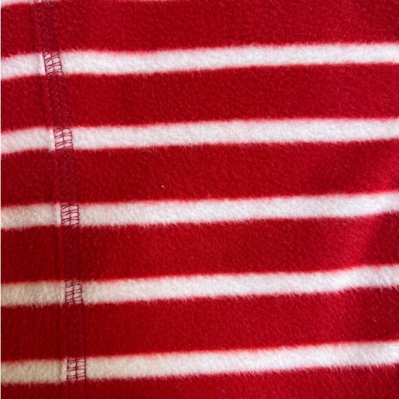 LL Bean Womens Full Zip Red White Striped Fleece Jacket Size M Outdoors Holiday - Picture 4 of 11
